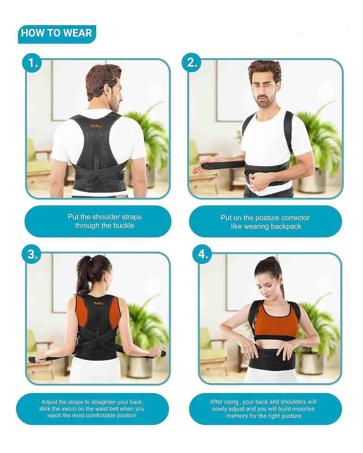 DOLTAS Posture Corrector for Men & Women – Adjustable Back Brace with Lumbar Support, Shoulder Support & Waist Belt for Pain Relief & Better Posture - Image 3 thumbnail