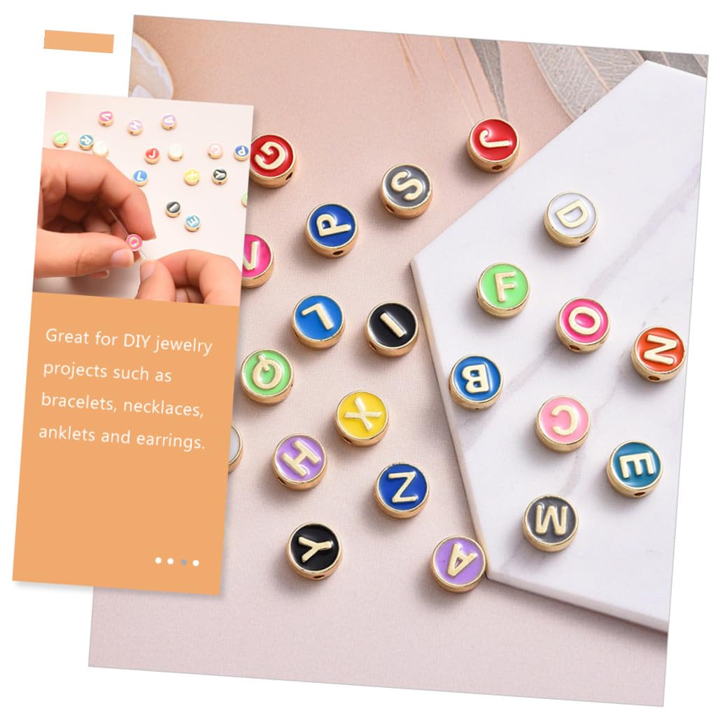 SHINEOFI 104piezas Perlas De Aleación Coloridas Letras Del Alfabeto Para Joyería Accesorios De Manualidades Perlas Sueltas Creativas Para Collares y Pulseras