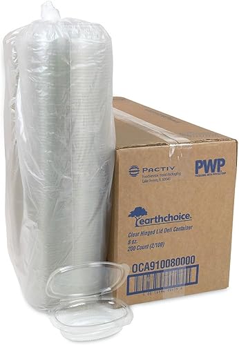Miniatura 5 de Pactiv Evergreen EarthChoice Contenedor con bisagras de PET reciclado, 8 onzas, 4.92 x 5.87 x 1.32, transparente, plástico, 200/caja