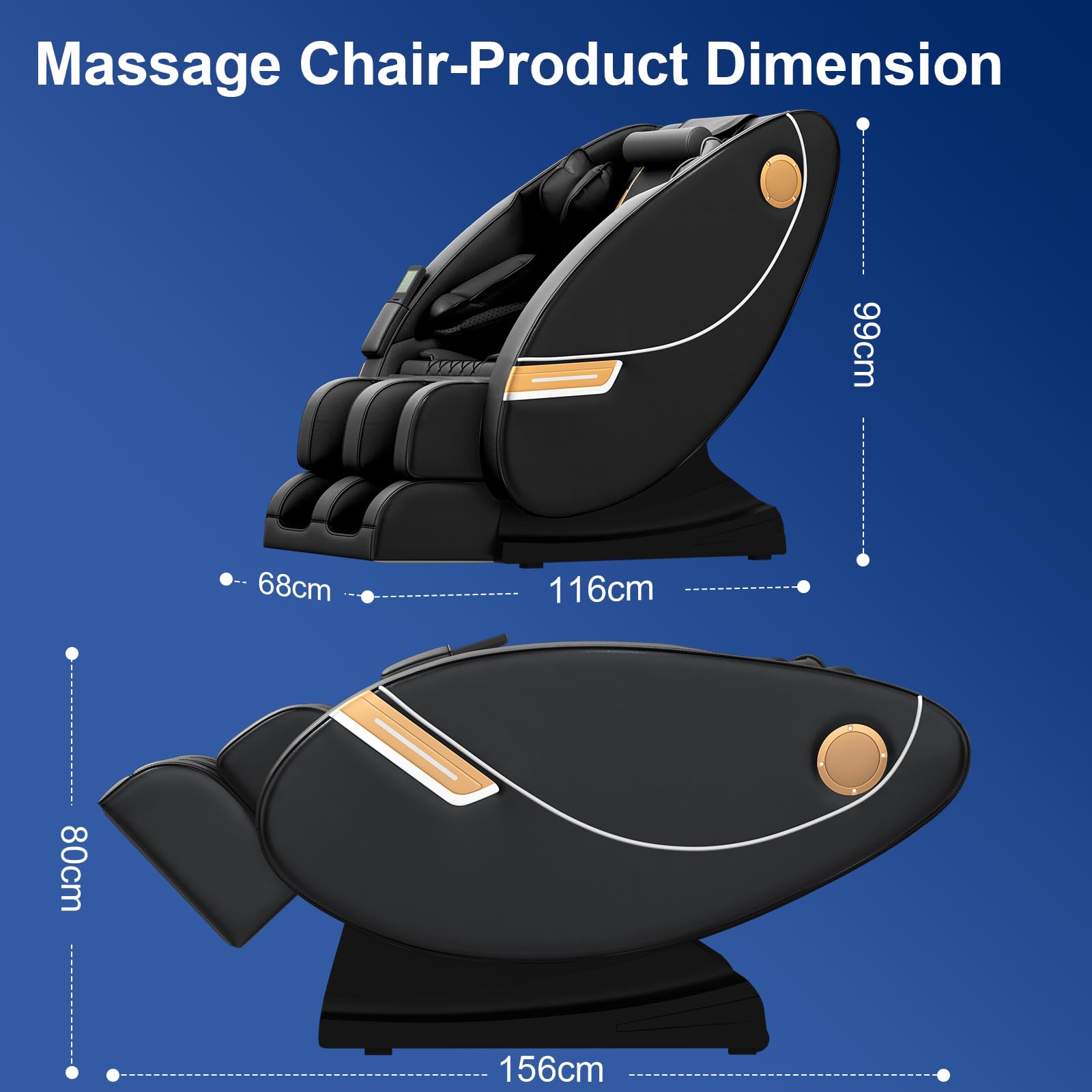 Sillón de Masaje con 14 Puntos de Masaje y 8 airbags, calefacción Lumbar y para Las piernas, Altavoz Bluetooth, Masaje con Rodillos para los pies, sillón de Masaje eléctrico