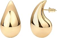 PAVOI 14K Gold Plated 925 Sterling Silver Teardrop Chunky Hoop Earrings - Lightweight 22mm Drop Earrings for Women, Hypoallergenic Designer Dupe