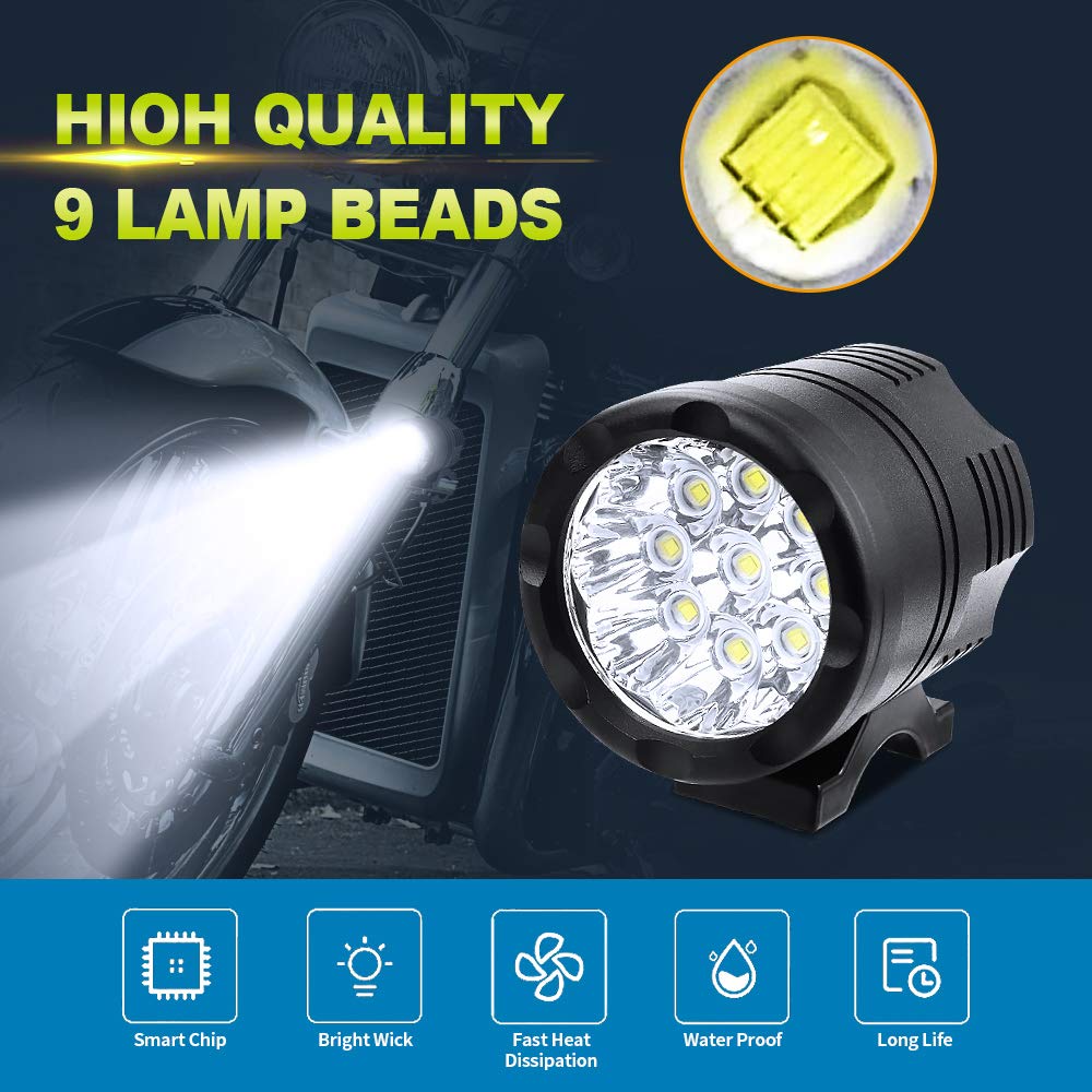 Biqing 2PCS 90W Fari Supplementari per Moto,Universale Led Fendinebbia Offroad Fari Anteriori Luci Diurne 12V 24V Faro da Lavoro a Led con Interruttore per Camion 4x4 Suv Utv Atv Moto Trattore Barca