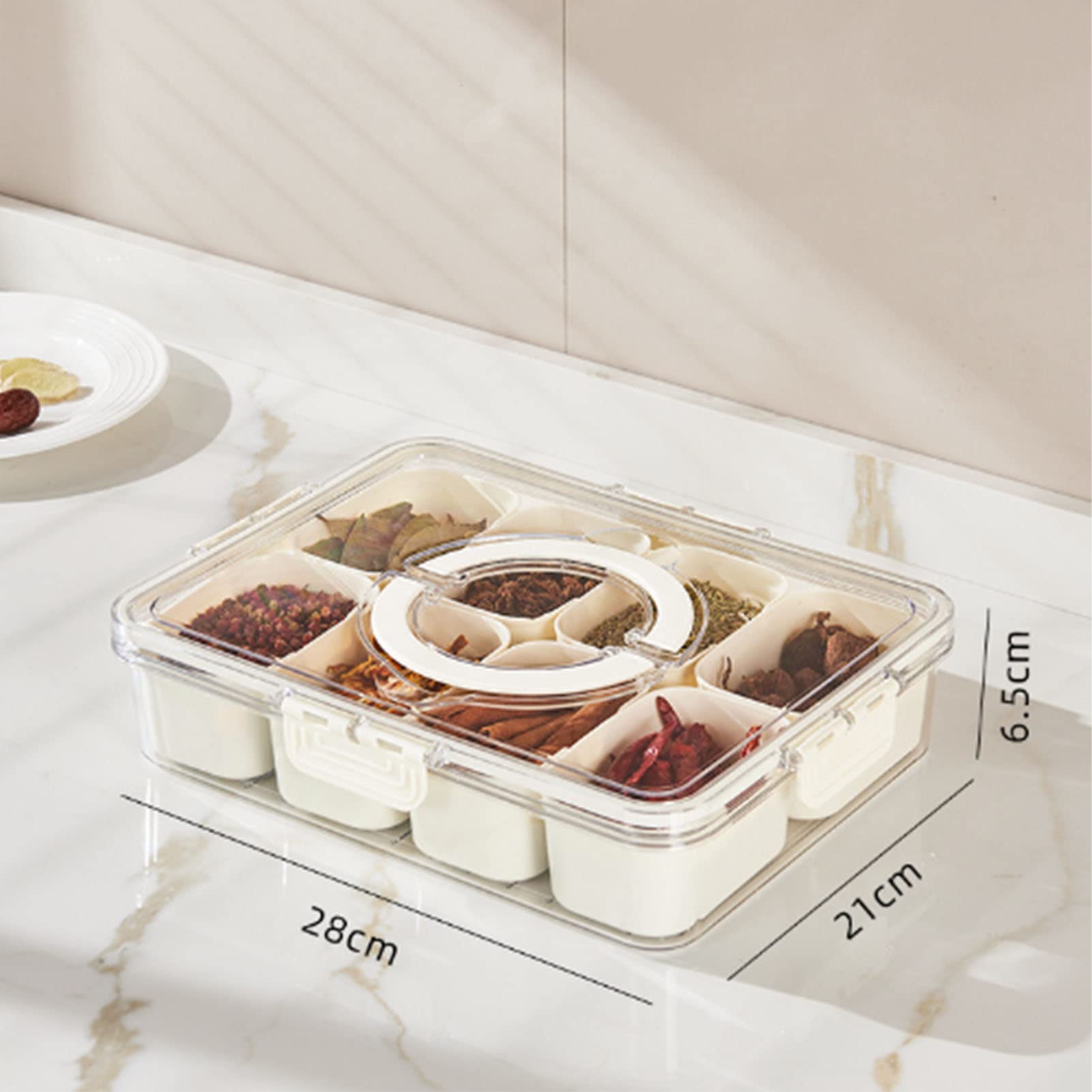 Bandeja Dividida Para Verduras Kopida – 4 Compartimentos, Tapa, Plástico PP Alimentario Transparente