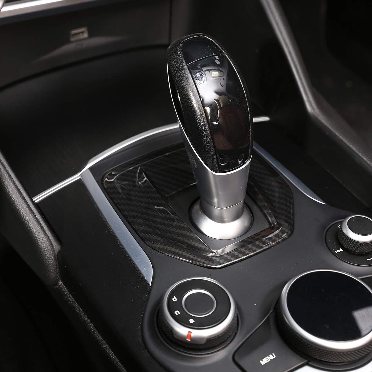ABS Carbon Fiber Replacement Part for Alfa Romeo Giulia Stelvio 2017 2018 2019 Car Interior Center Console Gear Shift Panel Cover Trim Auto Accessories