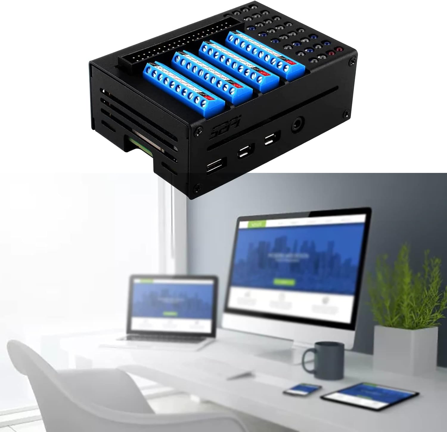 Aurgiarme GPIO拡張ボードモジュールケース用メタルエンクロージャボックス LEDライト付きメタルエンクロージャ GPIO