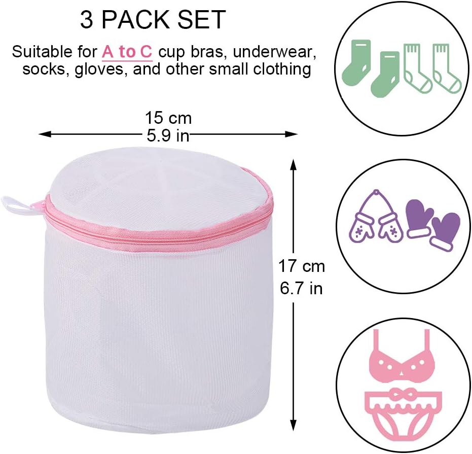 Bra Bag for Washing Machine, Bra Laundry Bag, Bra Washer Protector, Laundry Bags Mesh Wash Bags for Socks, Hosiery, Underwear(3 Set)
