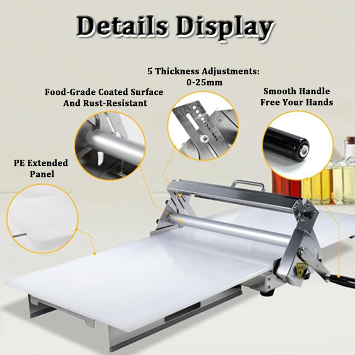 Esta laminadora de Masa Plegable, máquina Manual para Hacer láminas de Masa para Pasta, Equipo de panadería Comercial, Grosor Ajustable y Tablas de Laminado de 90 × 40 cm.