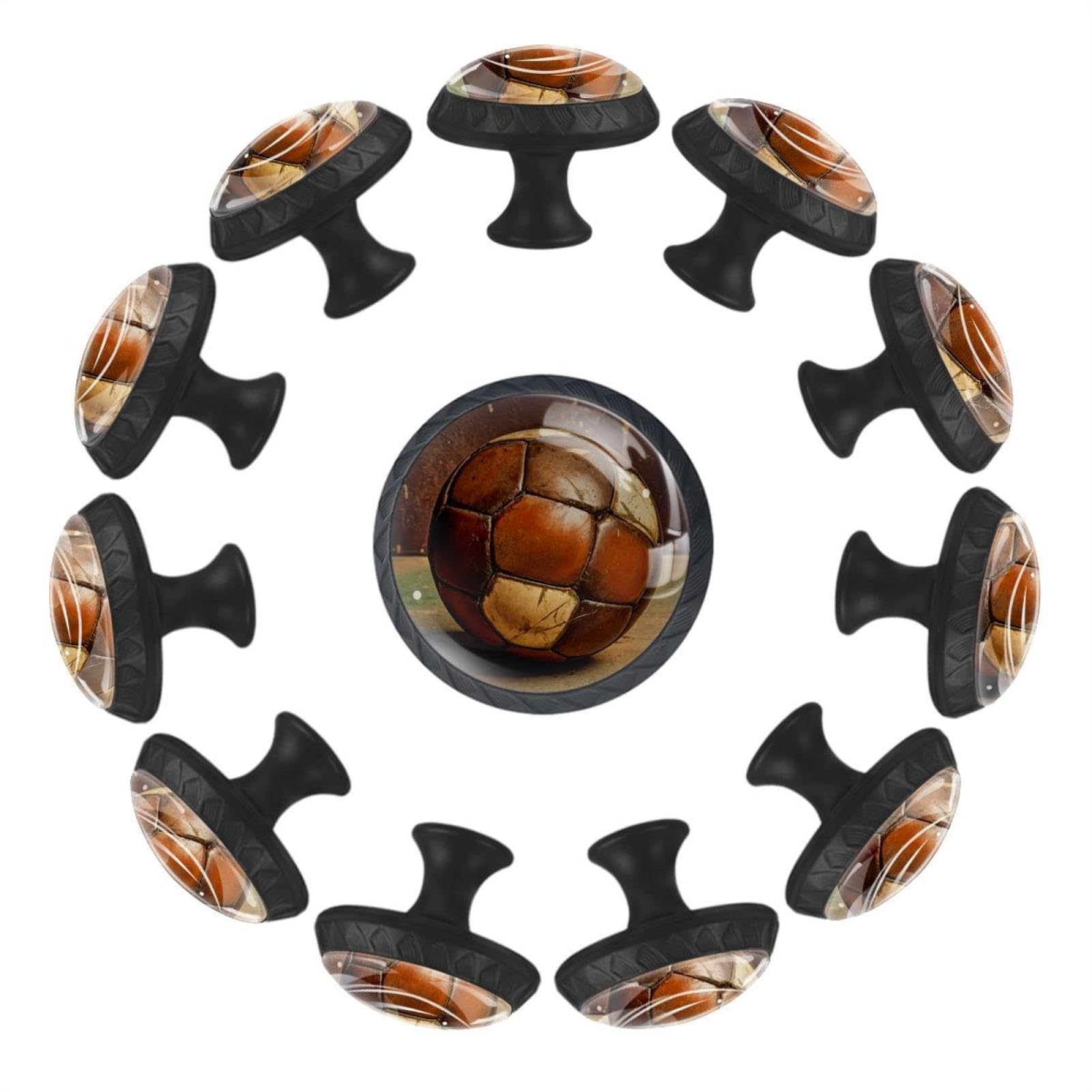 Boutons de tiroir football en verre cristal robustes et ergonomiques pour placard