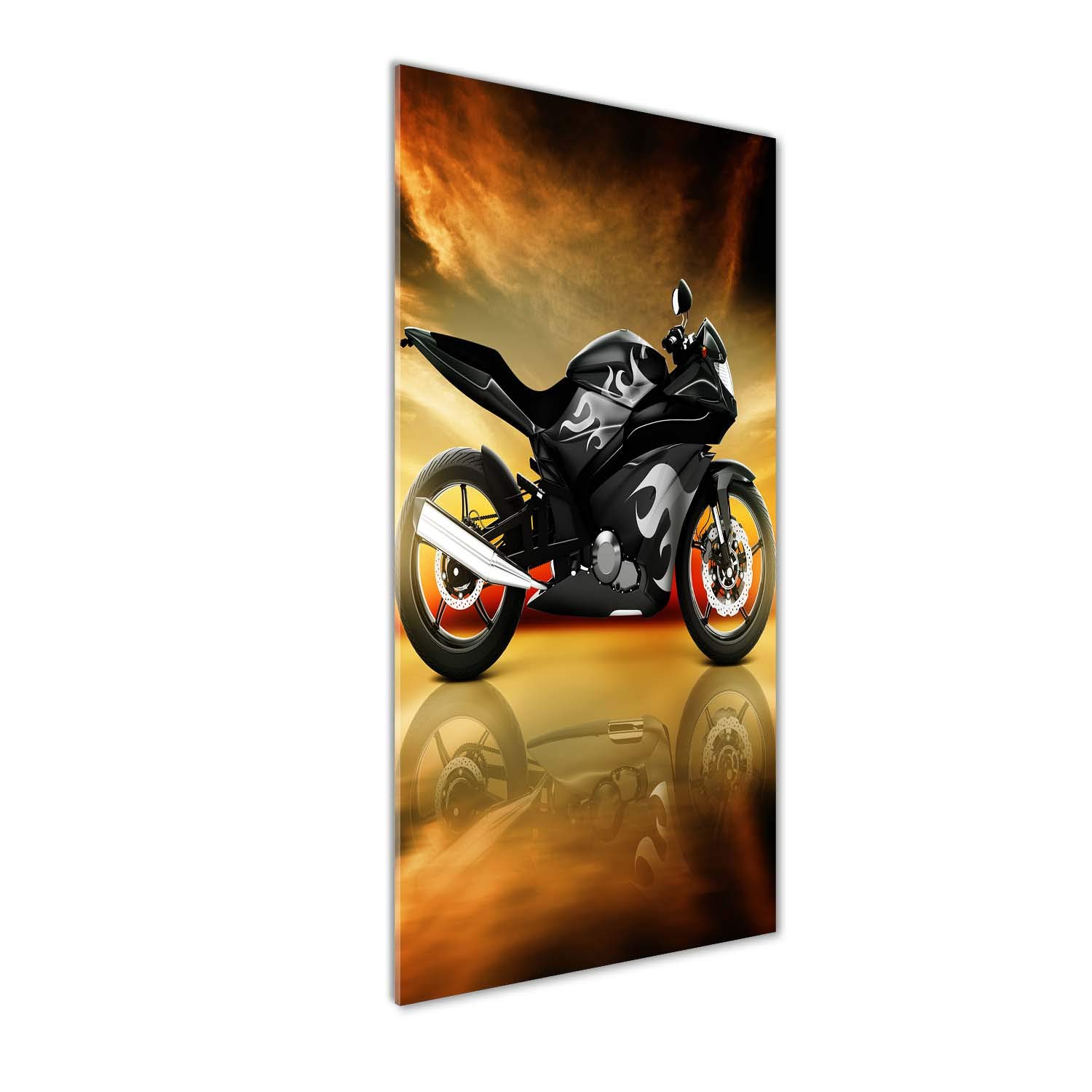 Tableau plexiglas moto orange 50x125 cm pour sublimer votre déco de salon