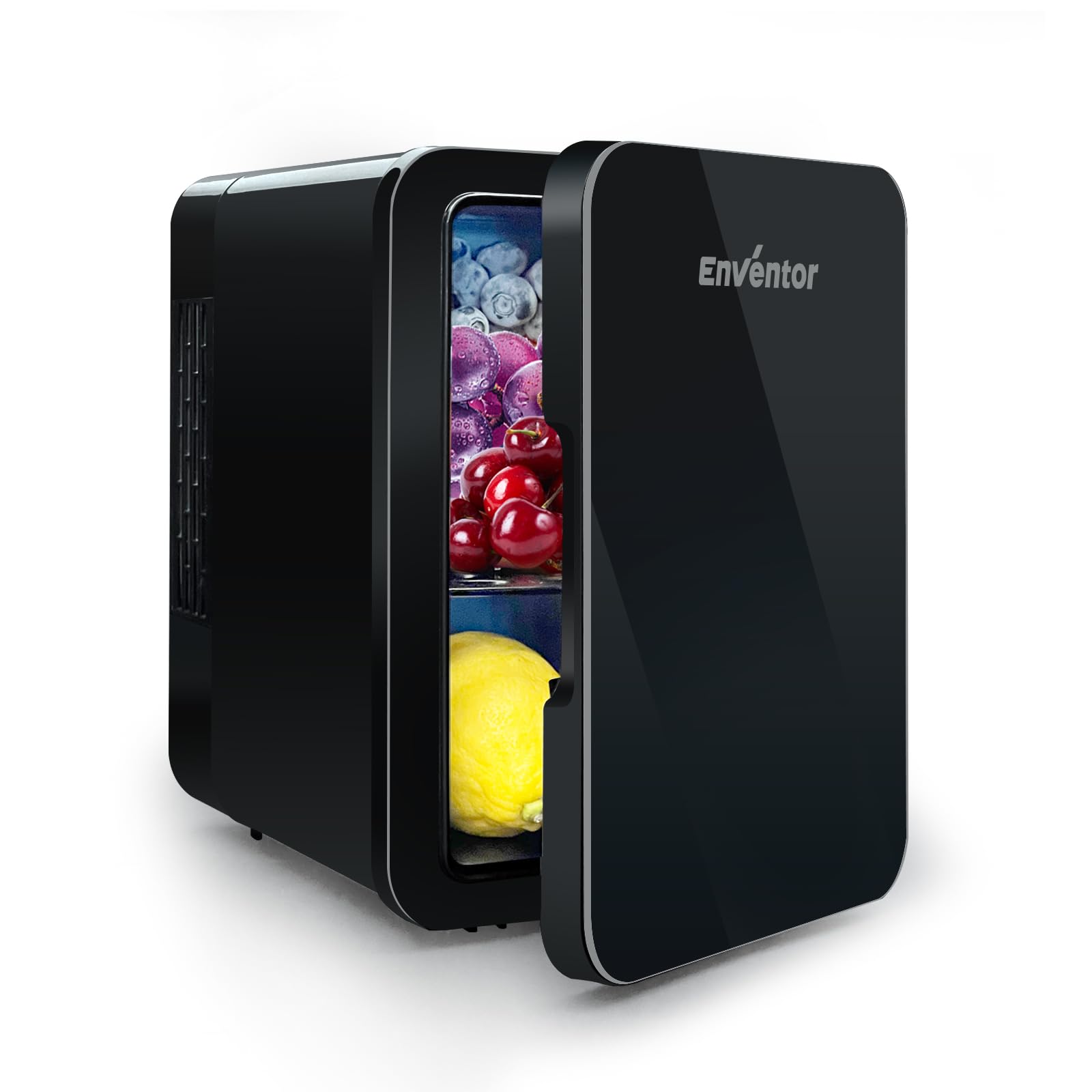 Enventor minikoelkast 4 liter, kleine draagbare koelkast, 6 blikjes, mini cosmetische koelkasten voor koeler en warmer, mini kleine koelkast voor slaapkamer/auto/reizen/drankjes/fruit, zwart