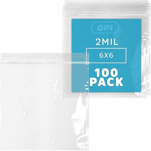 Bolsas de plástico transparente con cremallera – Paquete de 100 bolsas GPI a granel de 6 x 6 pulgadas de grosor, fuertes y duraderas con cierre