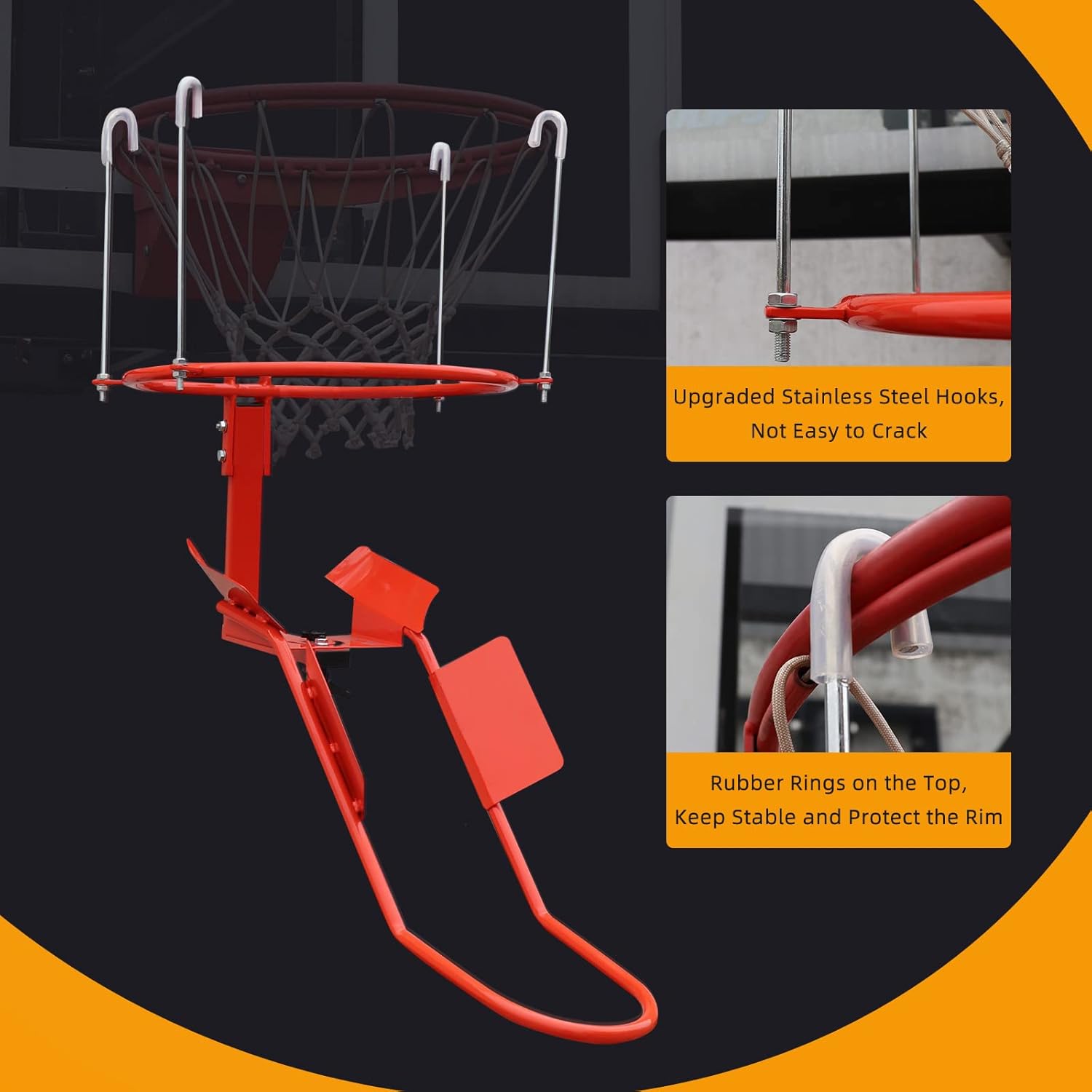 Katop Basketball Return Attachment for Hoop, Heavy Duty Durable Steel Basketball Return System, 180 Degrees Rotatable Shot Returner for 18" Rim Indoor and Outdoor 【Product Patents】