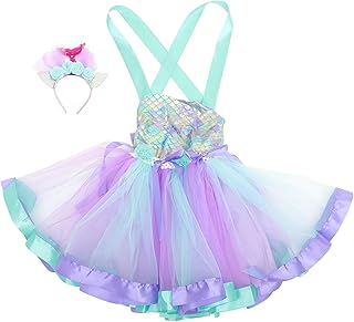 CHILDWEET Vestir 1 Conjunto Vestido Poliéster Menina Traje Sereia Traje Cosplay Fornecimento Saia Sereia Trajes De Desempenho Festa Favor Sem Mangas Roupas Menina Vestidos De Meninas