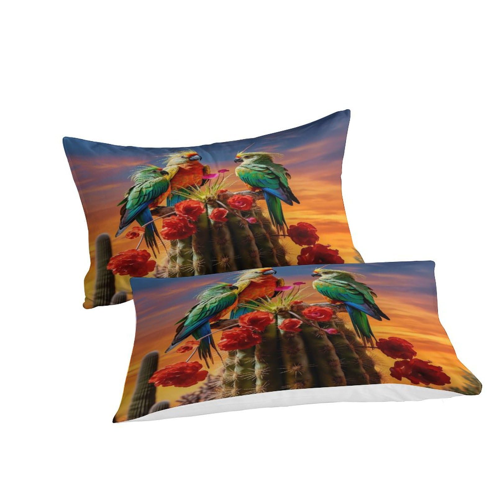 BUKISA Parakeet Bedding Set Finesse Microfiber Parrots Duvet Cover Set Zipper Closure Comforter Cover Ultra Soft Quilt Cover for Girls, Boys and Teens with Pillowcases Twin?173x218cm?