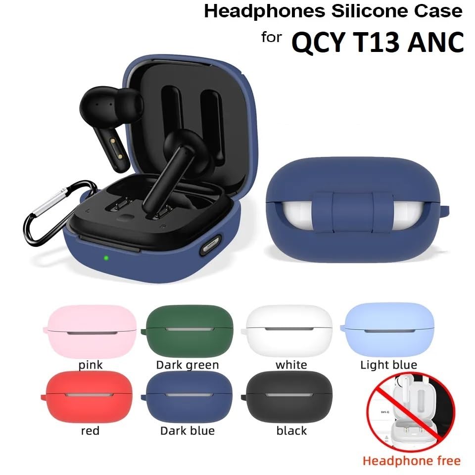 Image of Colorcase Front & Back Full Protection Silicon Case Cover for QCY T13 ANC - (Black) (Airpods Not Included)