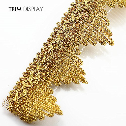 10Yd Gold Metallic Embroidered Lace Polyester Braided Ribbon Applique Trim Scrapbooking Embossed Craft Sewing For Belt T905 #TOP1