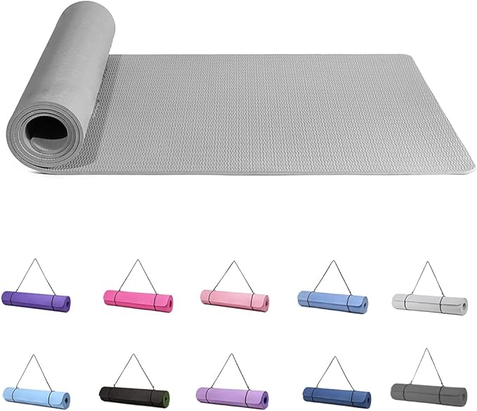 Good Nite Tapis de yoga de gymnastique et de pilates antidérapant pour femme 6 mm d'épaisseur avec sangle de transport TPE 183 x 61 x 0,6 cm