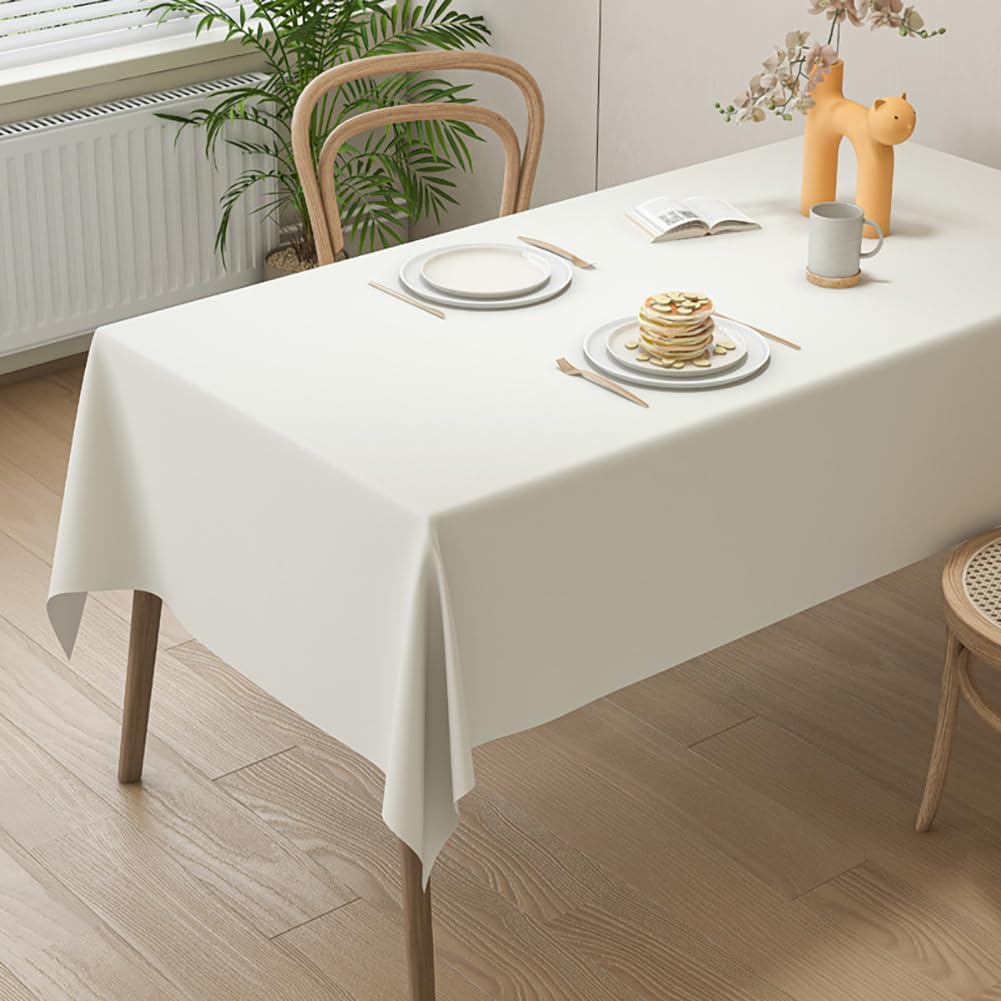 vctops Luxury Faux Leather Tablecloth Waterproof and Stain Resistant Vinyl Table Cover Rectangle Leather PU Table Cloth for Kitchen Party Banquet Table Decor (Brown,55"x86")