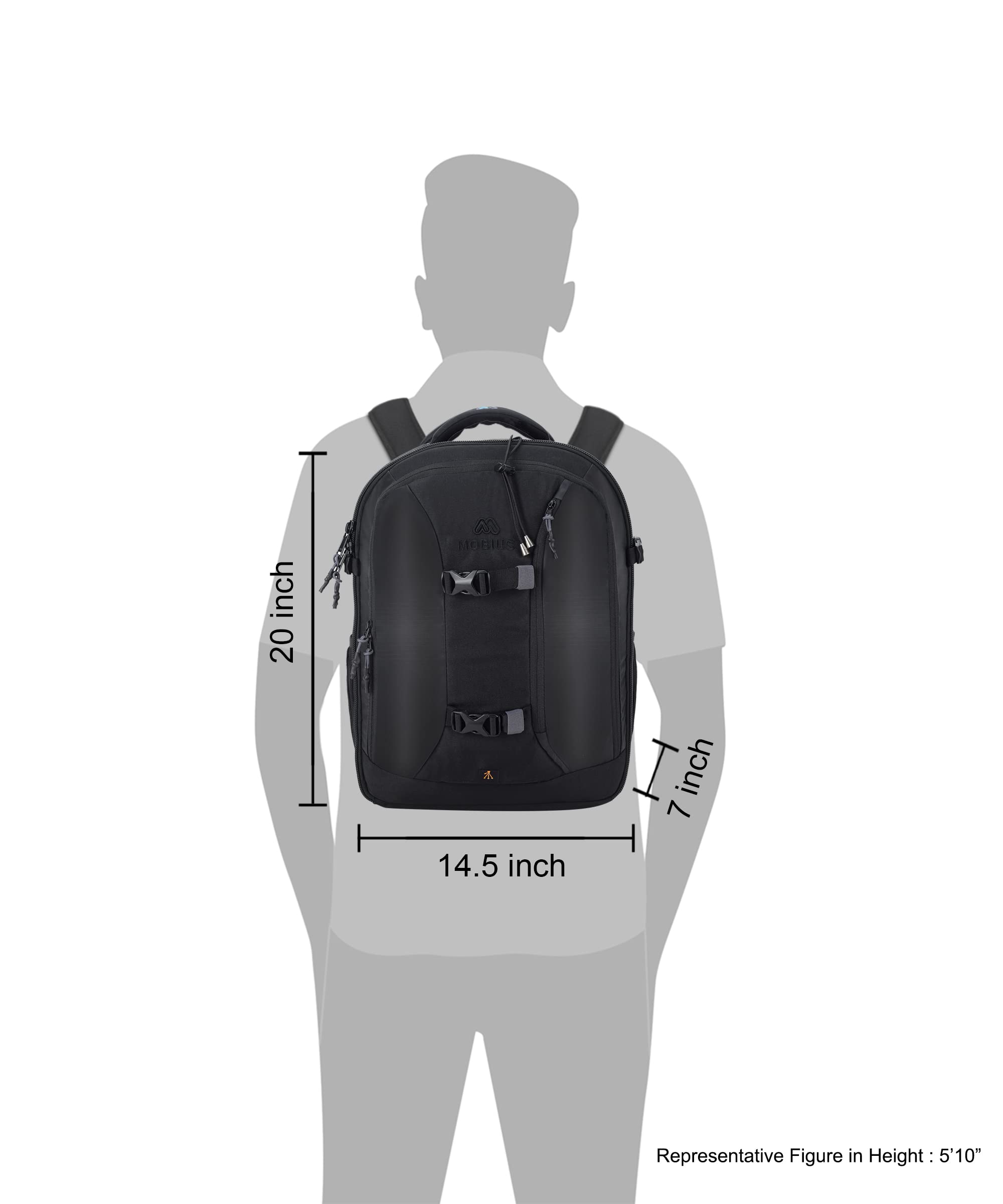 MOBIUS T Mark Dslr Backpack Bag For Camera With Rain Cover | 100% Waterproof Camera Bag With 15 Inch, Tripod Holder, Suitable For 70-200 Or 150-600Mm And 16-35/24-70 Lenses Battery - Black 4