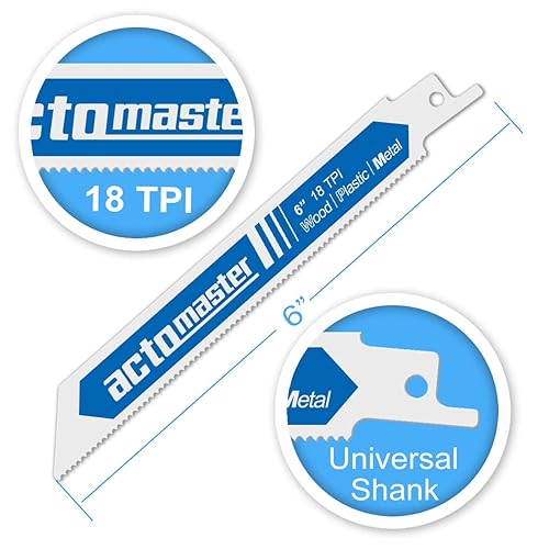 Miniatura 2 de Hojas de sierra recíproca bimetálicas para corte de metales pesados, paquete de 5 (6 pulgadas - 18TPI)