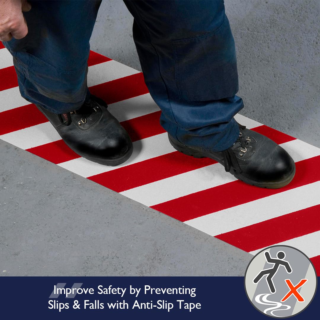 Heskins LLC Standard Red/White Hazard Anti Slip Grip Tape (2" x 60ft)