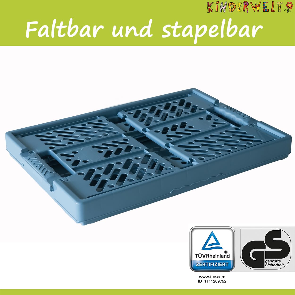 KiNDERWELT 2 x Robuste Profi - Klappbox 45 L bis 50 kg - Faltbox, Kiste, Korb zur Aufbewahrung, Transport - blau