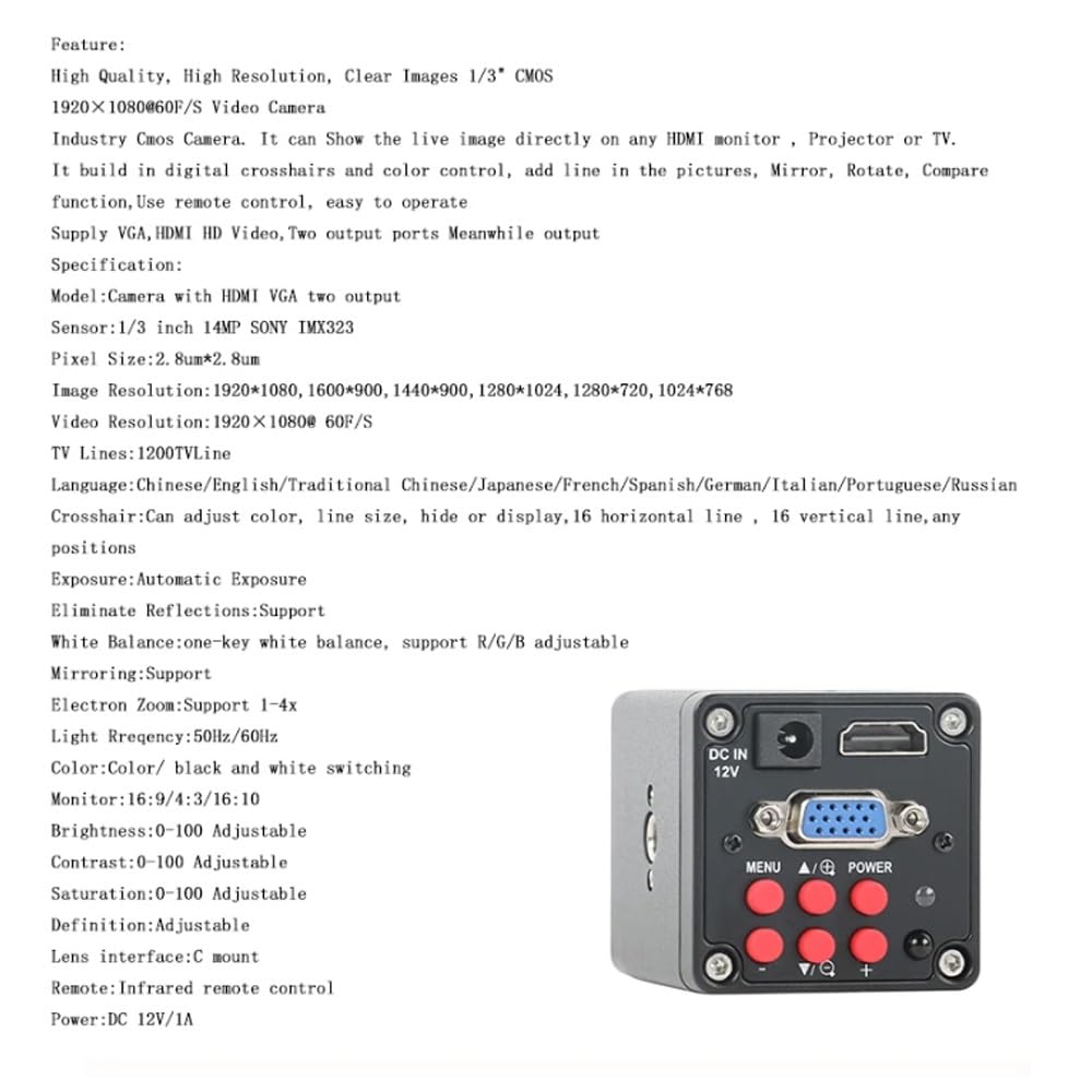 Microscope 1080P HDMI 180X Set HDMI VGA USB Digital Video Monocular Microscope Camera 180X C-Mount Soldering Phone Repair Tools