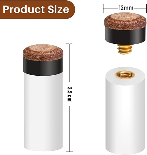 Miniatura 2 de Kit de repuesto de 12 puntas de taco de piscina atornilladas de 0.394 in0.472 in0.512 in, kit de repuesto de puntas de palo de piscina, puntas de