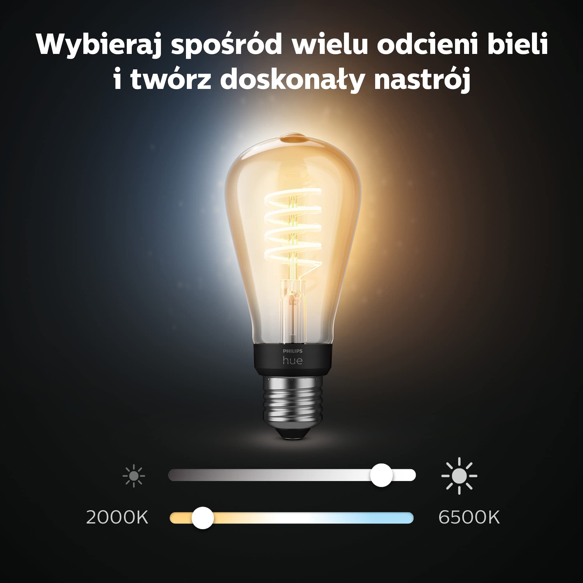 Philips Hue White Ambiance, ampoule LED connectée E27 Filament ST64, compatible Bluetooth, fonctionne avec Alexa, Google Assistant et Apple Homekit (Lot de 2)