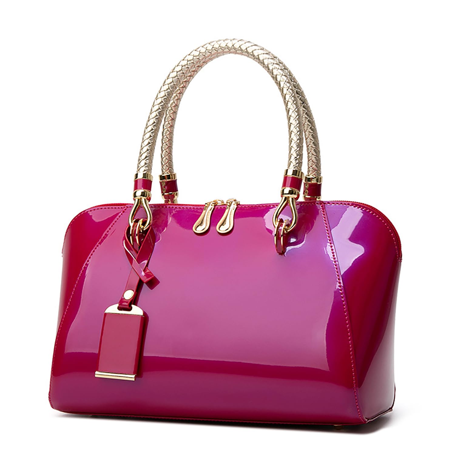 Womens Shiny Tote Patent Leather Top Handle Bags Fashion Elegant Evening Purse Party Satchel