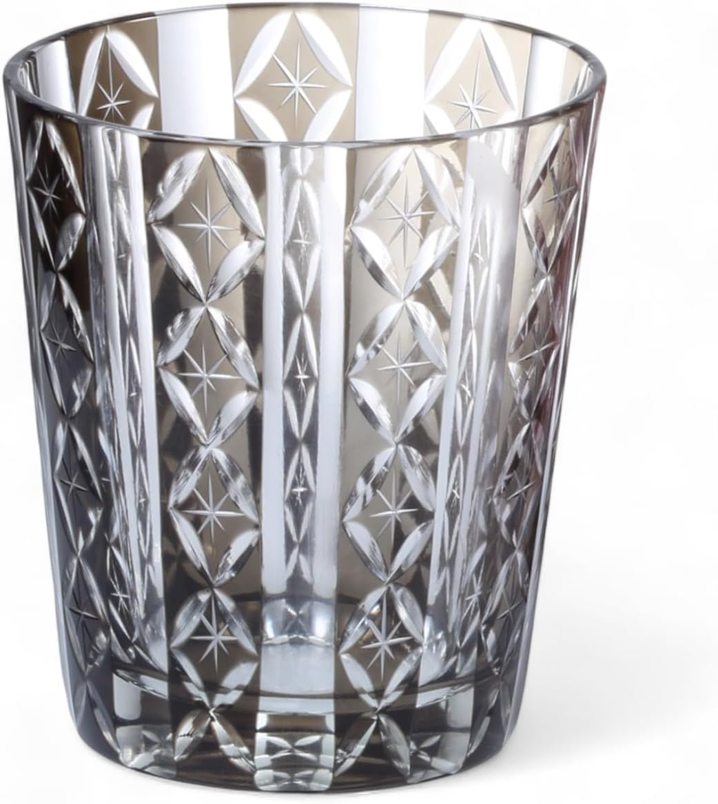 J-kitchens 水影 切子 グラス カップ &Phi;79xH90mm 220cc 七宝 ブラウン 美匠 Current Model