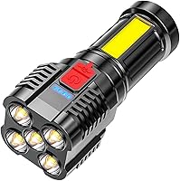 Vista 4 de MORESEC LED Handheld Flashlight, Rechargeable Spotlight Long Lasting Powerful Searchlight Plus Side Lantern, Home, Outdoor Camping, Dog Walking