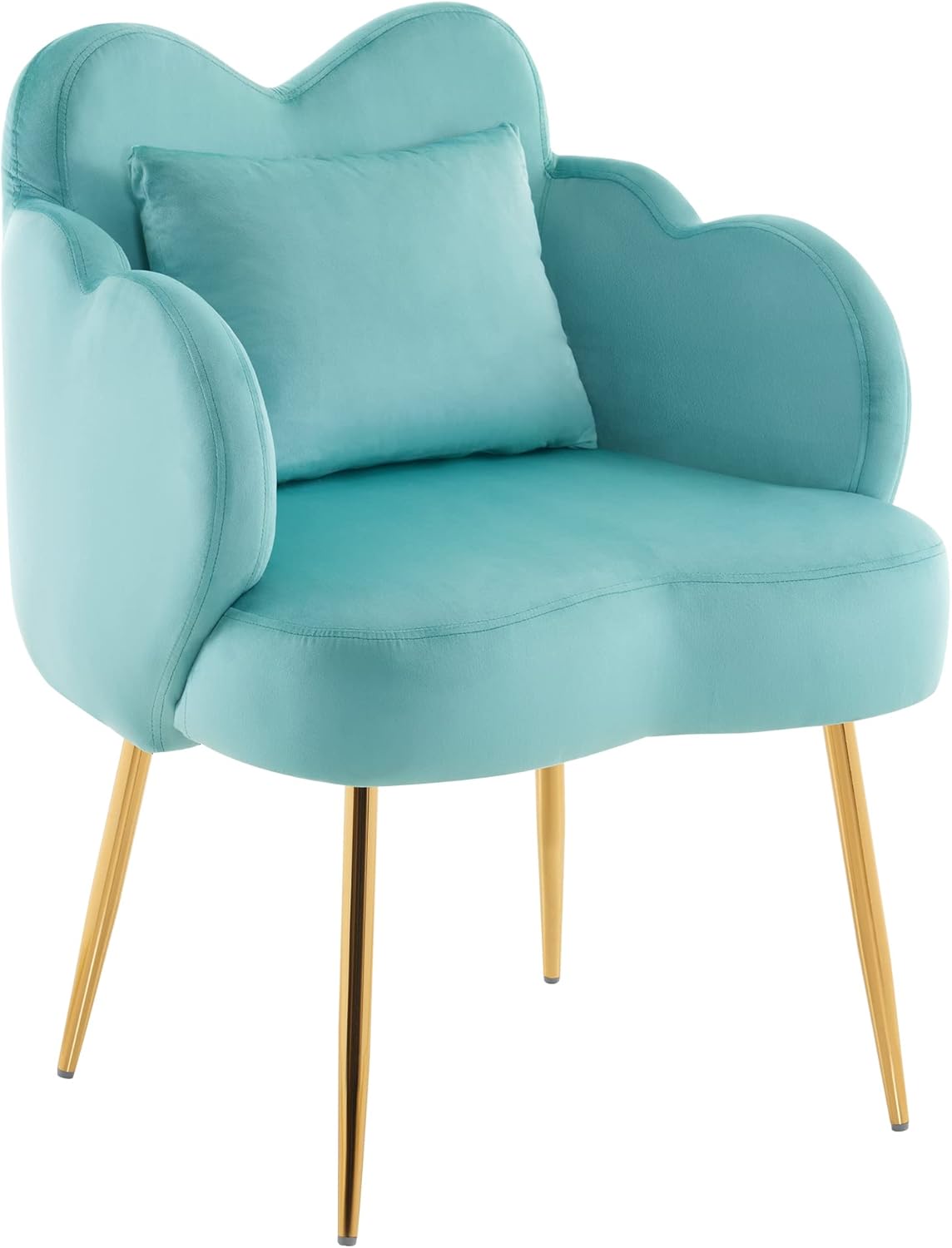 BarberPub Living Room Chair, Nail Chair for Nail Tech with Backrest, Modern Salon Chair with Velvet, Makeup Beauty Vanity Chair 3522