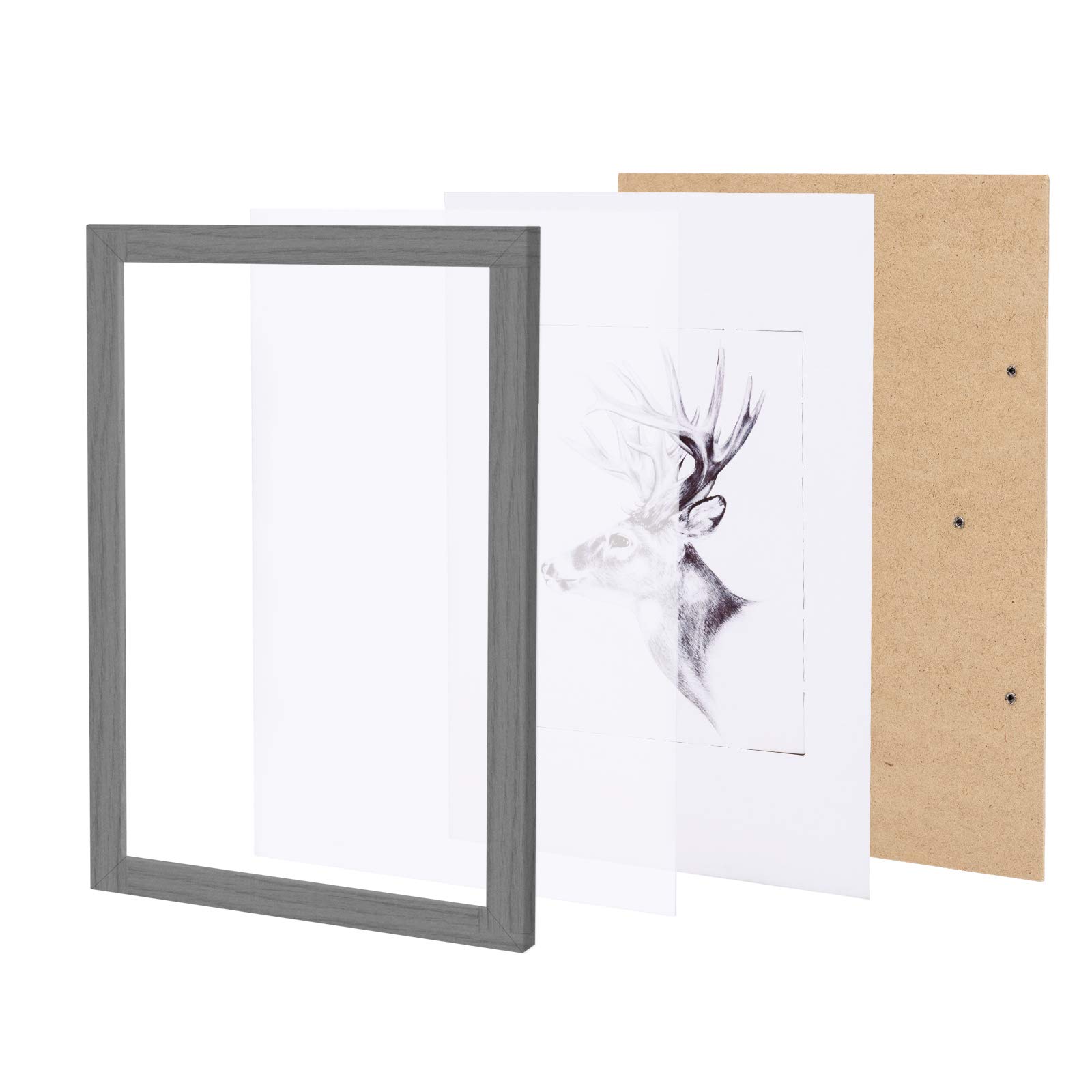 WOLTU Bilderrahmen 30x40, 10er set, MDF-Holz Fotorahmen mit Passepartout | Schwarz, Posterrahmen für Poster, Fotos, Puzzle, aufhängbar & aufstellbar, Collage-Wanddeko mit bruchsicherer PS-Platte