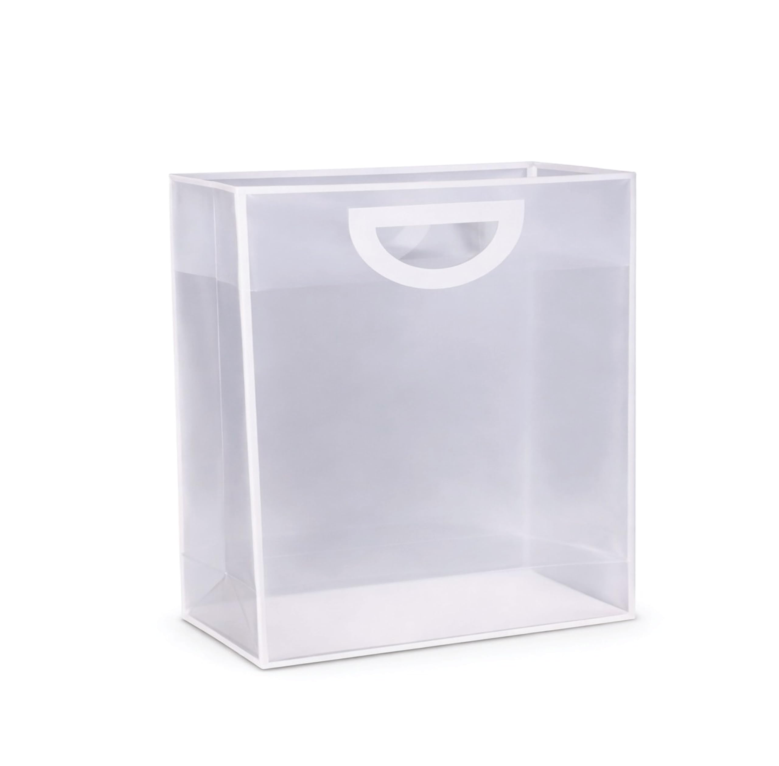 10-Pack PVC Transparent & White Border Handbag For Baking Packaging 4# Big (H36*30 * 13cm),Shopping Gift Plastic Bag