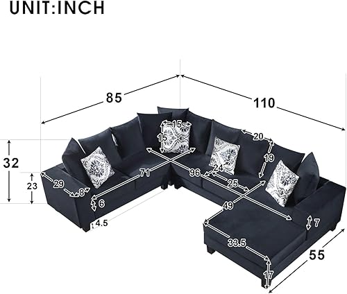 Miniatura 2 de KEVINSPACE Moderno sofá seccional de 1307 pulgadas para sala de estar sofá en forma de U con 2 otomanas extraíbles de 4 asientos para sala de estar