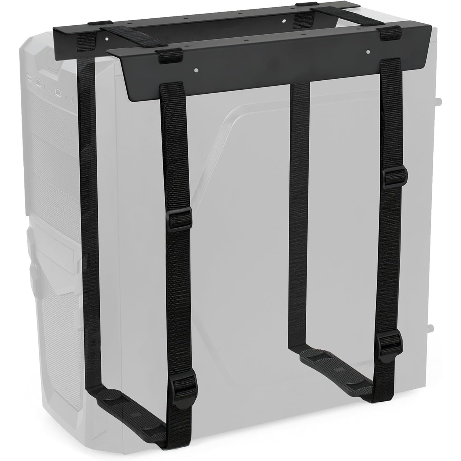 Under-Desk and Wall Mount PC Adjustable Strap and Steel Bracket Holder, Computer Case Carrier,Adjustable,Easy Installation,Under Surface Mount(Black)