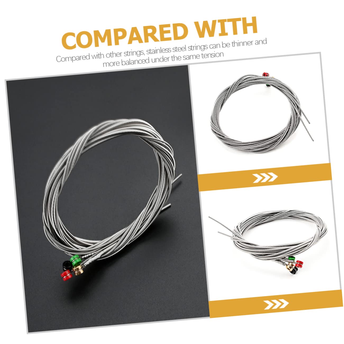 BESTonZON 4 Juegos cuerda accesorio de guitarra instrumento de guitarra instrumentos musicales organos musicales accesorios para instrumentos alambre de musica Acero inoxidable Silver
