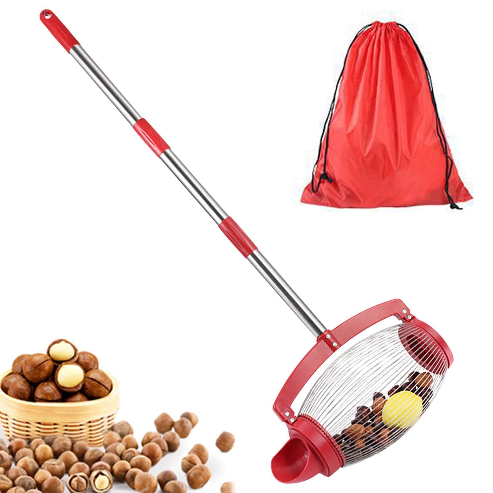 Raccolta di noci – Rullo per raccolta di noci | Macchina per raccolta di noci rotanti con manico lungo, raccoglitore a sfere, attrezzi da giardino per frutta pecan, granchi, castagne, ghiande,