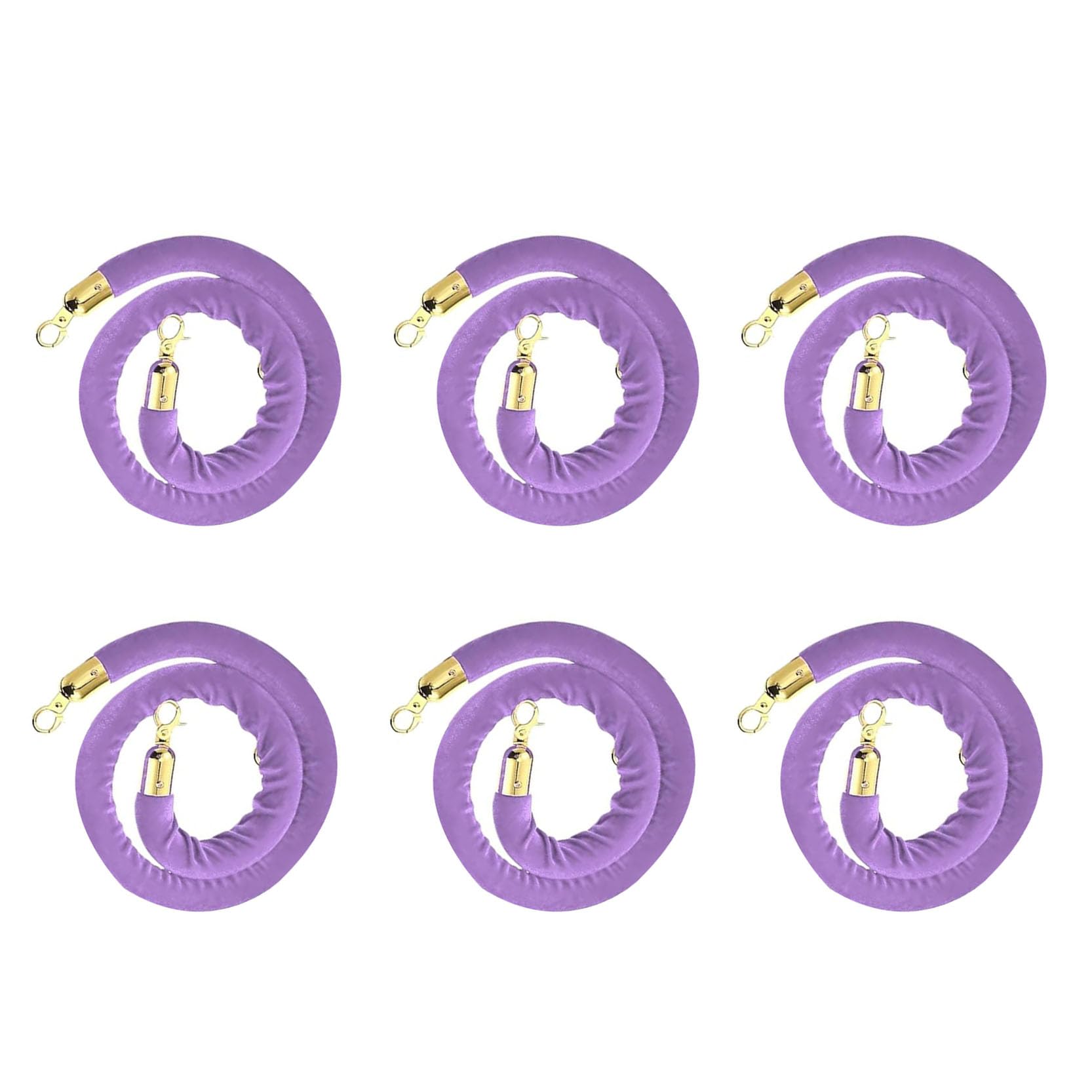 Corde de Velours de 1,5 m avec Mousqueton (Lot de 6) - Gestion des Files d'attente - Contrôle des foules - Idéal pour Les événements, Les fêtes et Les Tapis Rouges