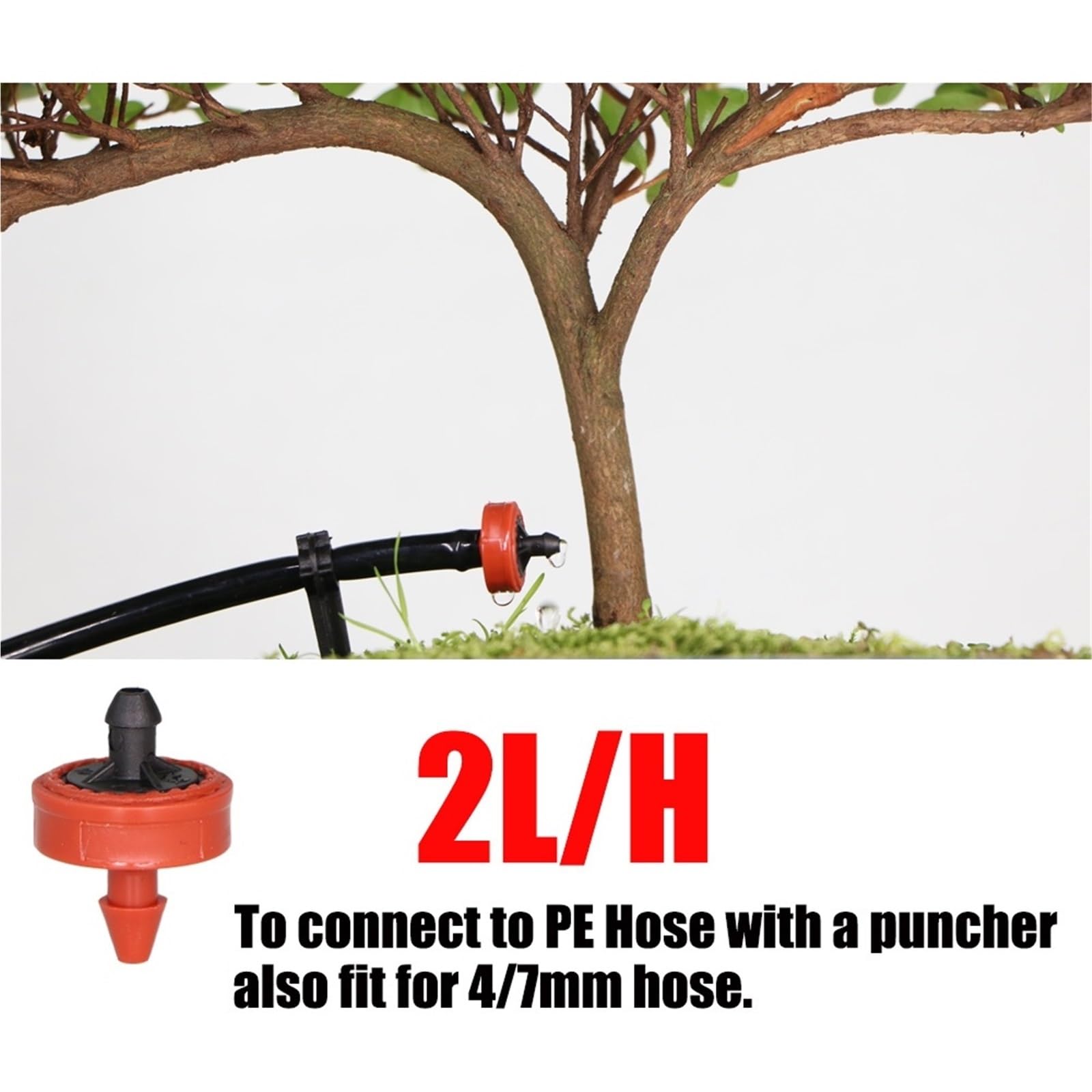 Emisores de Riego por Goteo 50 Unidades de goteros compensación automática for césped, 2 l, con Flujo Estable y presión, duraderos, compactos Flexibles(Red)