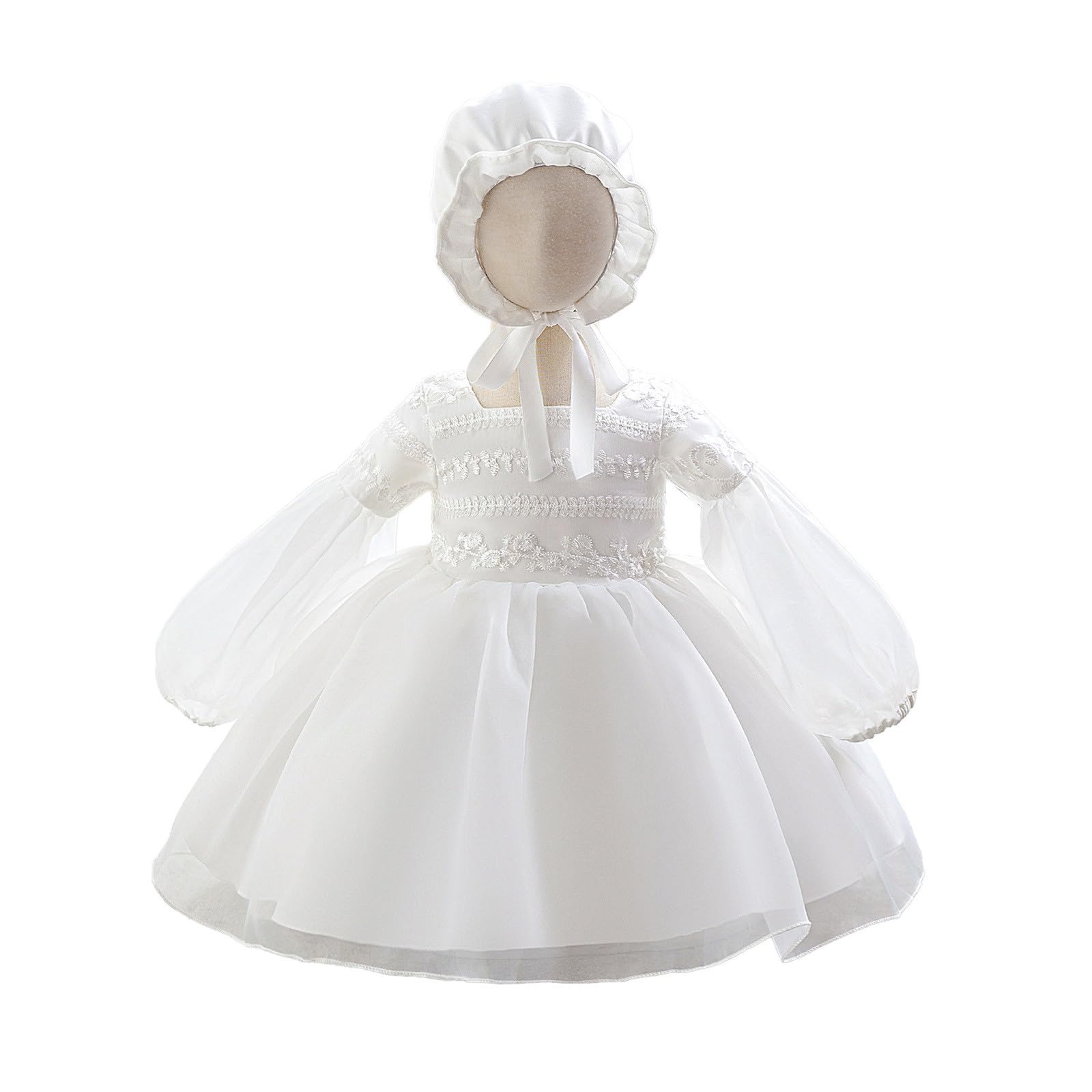 Mädchen Taufkleid mit Langen Ärmeln und Rock, Party-Tutu-Outfit