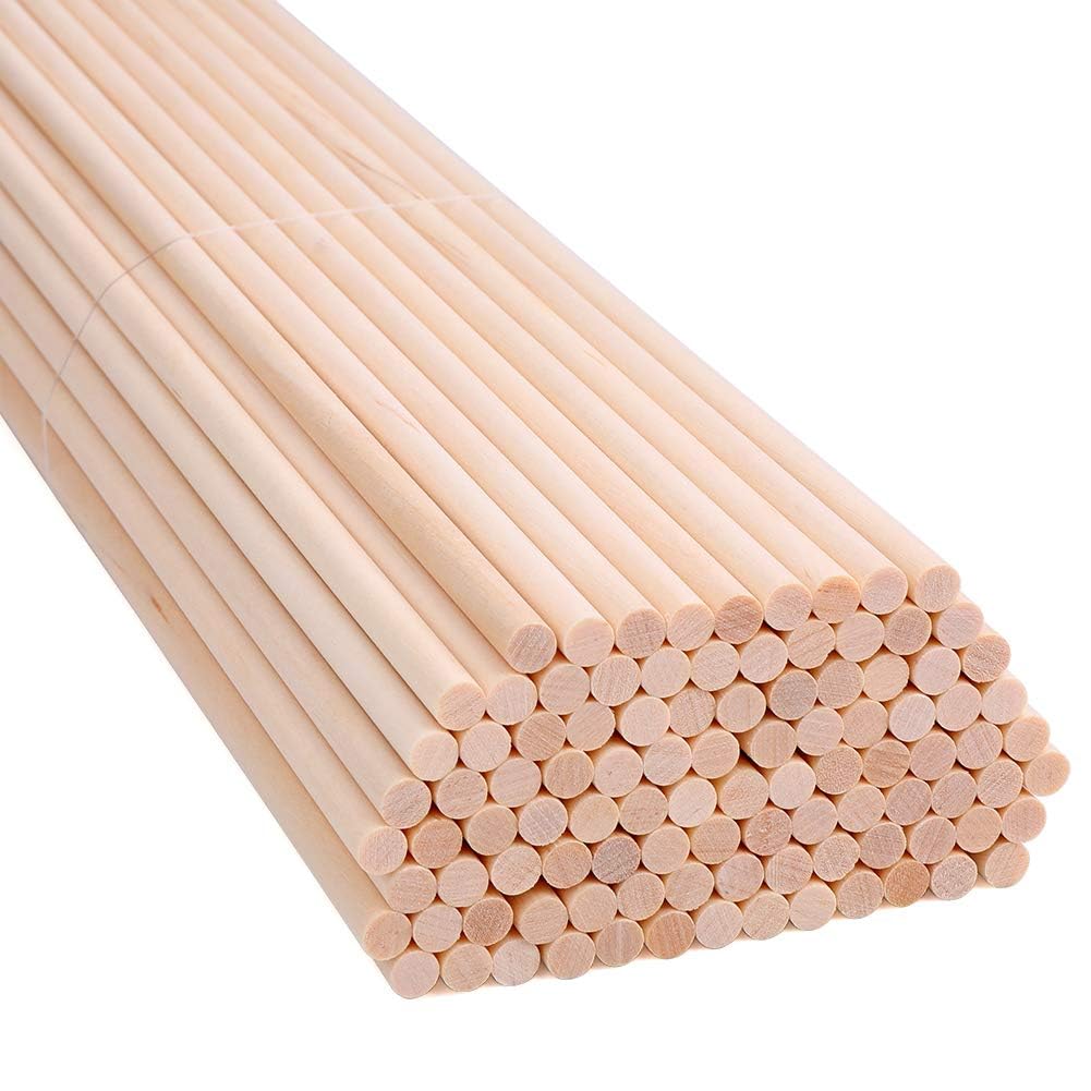 H&S Craft Unfinished Natural Wood Sticks,100 Pieces 15cm x 4mm