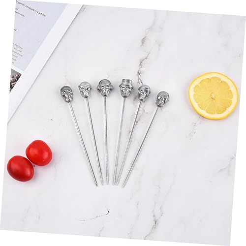 Miniatura 7 de Abaodam 10 piezas de palitos de guarnición de frutas de calavera para bebidas de Navidad, brochetas de sándwich, aceitunas, cojines decorativos para