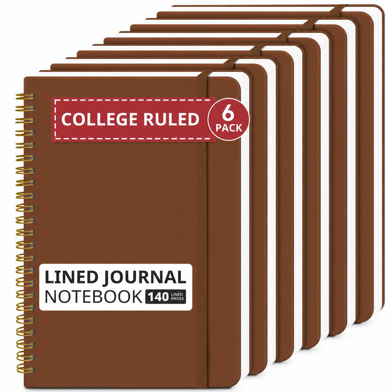 Taja Lot de 6 carnets lignés pour le travail avec couverture rigide et