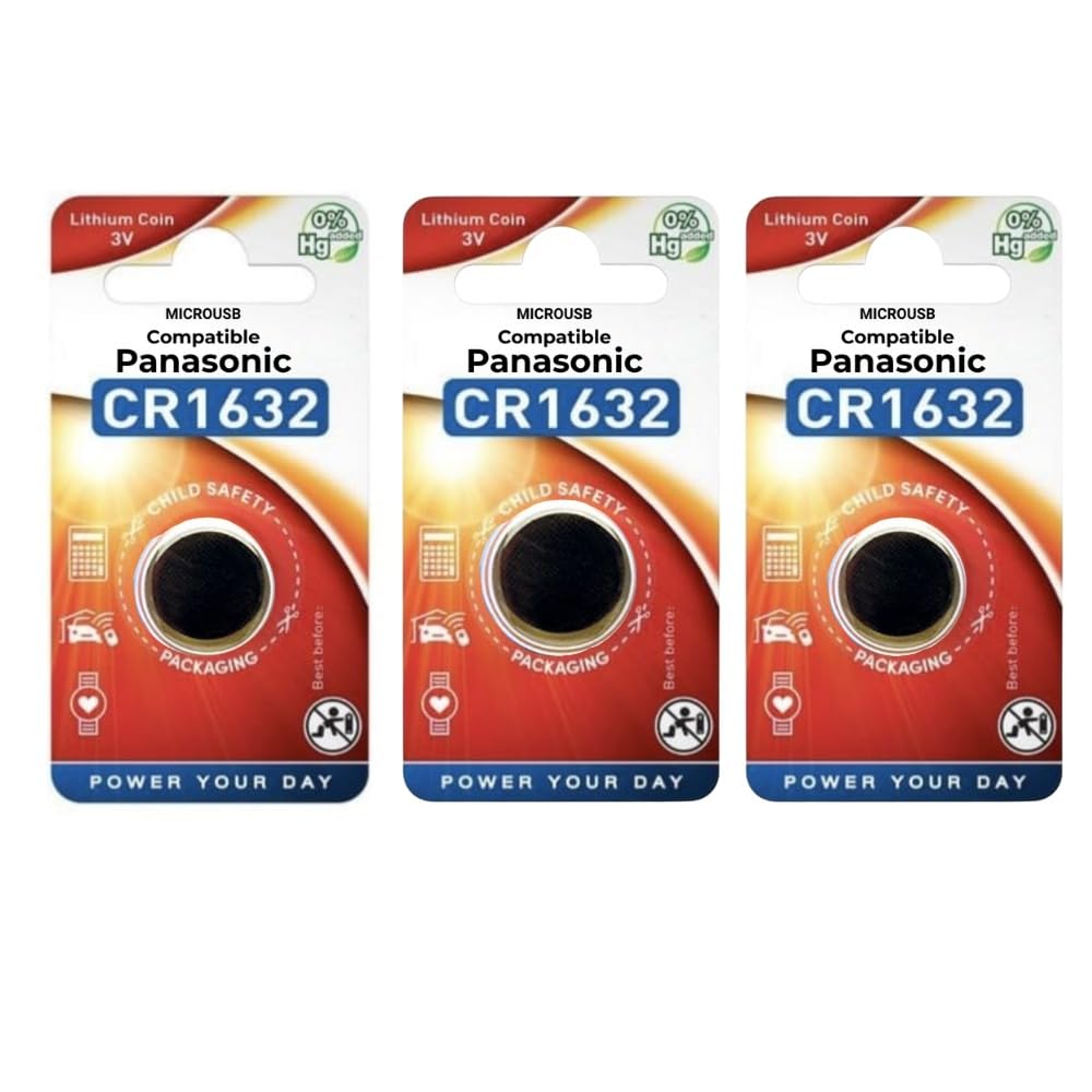 Compatible with Panasonic Lithium Coin Battery 3v - Provide Long Lasting Power in a Variety of Devices,from keyless-Entry fobs to Toys (CR1632, Pack of 3)-image-34