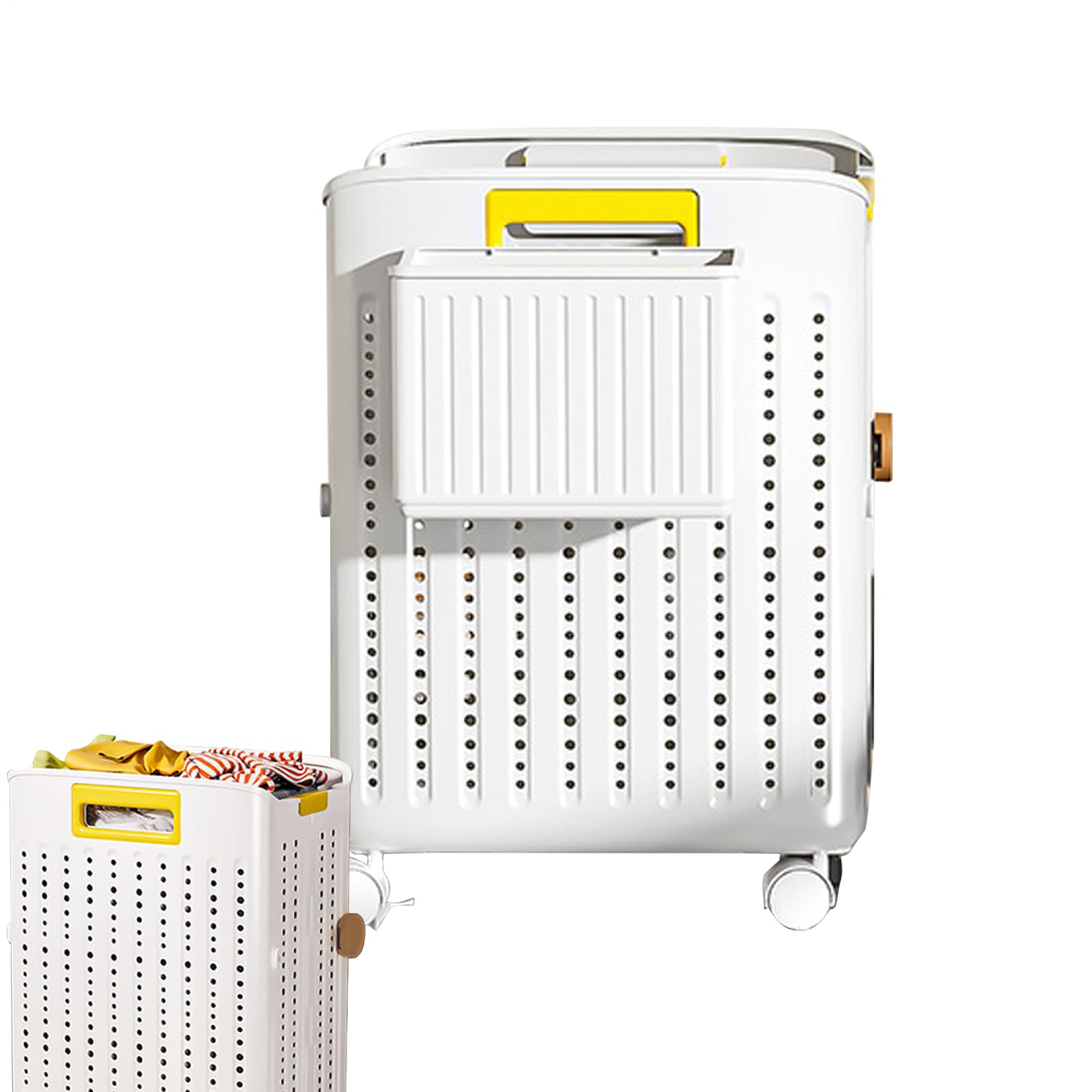 Panier à linge avec roulettes pour optimiser les espaces réduits de la salle de bain