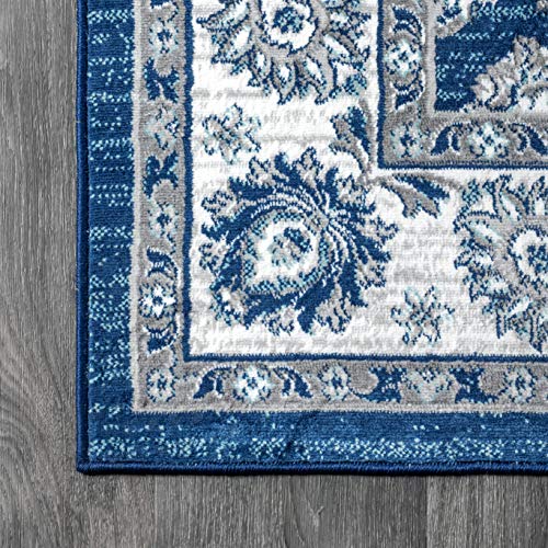 Tapete Modern Vintage Marroquí Azul Marino/Gris Claro 5x8 miniatura 5