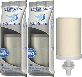 Kit 2 Velas Stéfani Tripla Ação – Filtragem Potente com Carvão Ativado e Prata Coloidal | Refil Universal para Filtro de Barro | Água Mais Pura, Sem Cloro e Odores