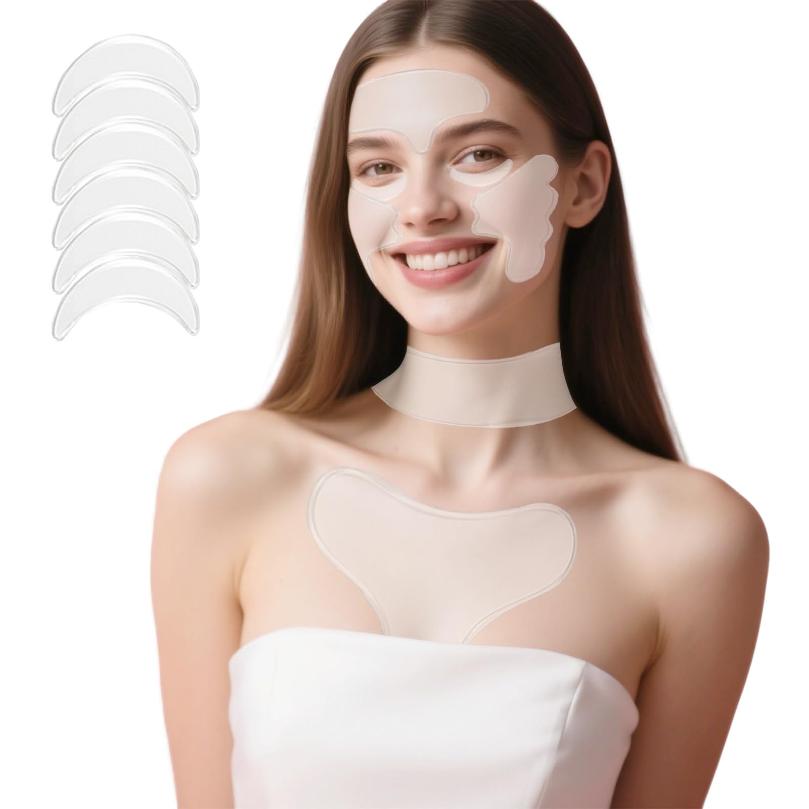 Flomiara 11PCS Face & Chest Neck Wrinkle Pads, Resuable Anti Wrinkle Silicone Chest Face Patches
